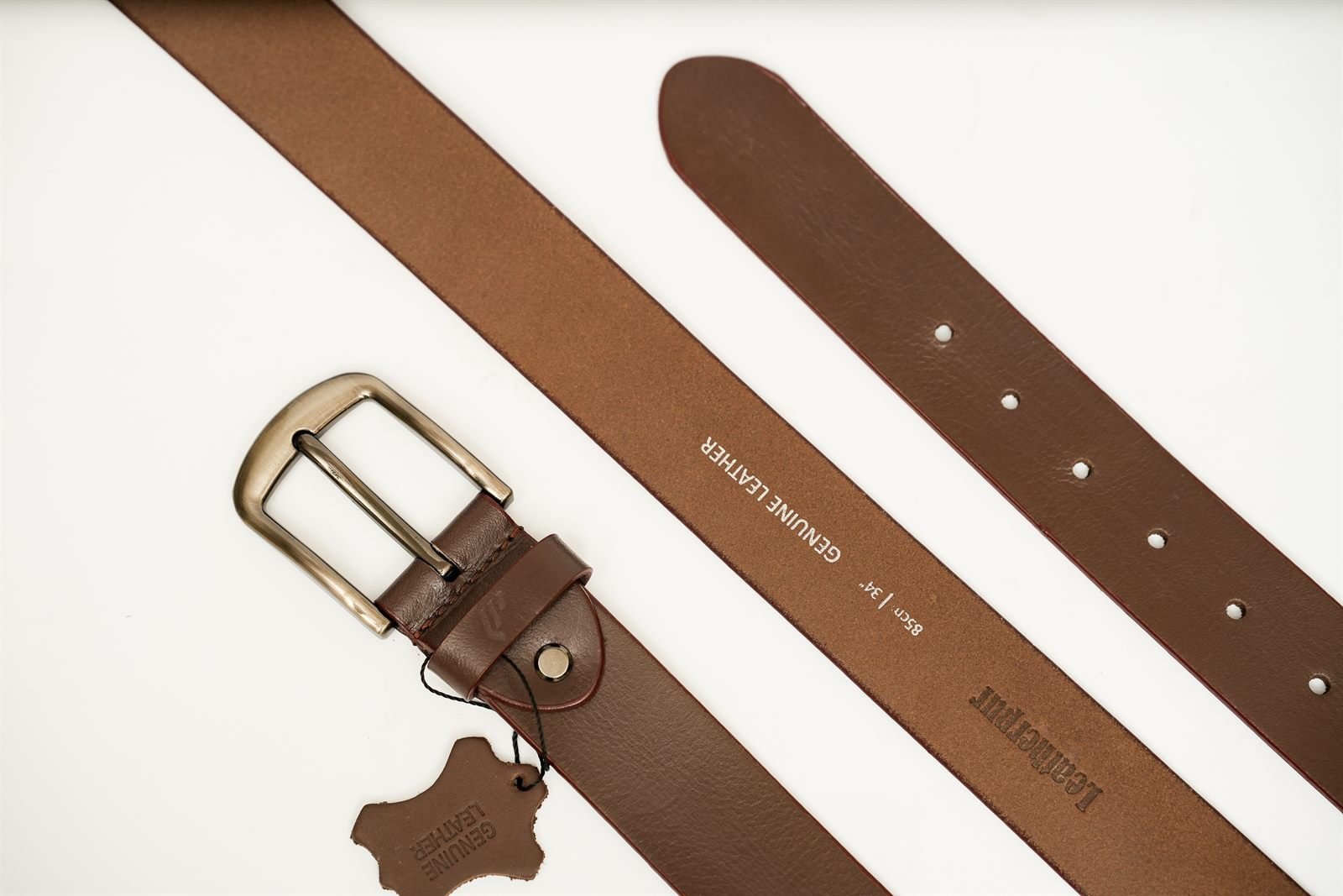 Rohvar - genuine leather belt in chestnut brown